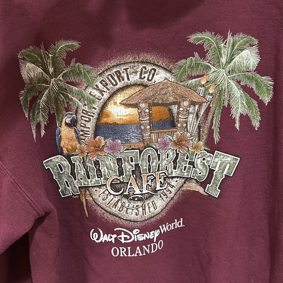 Walt Disney World rainforest Café maroon hoodie - Picture 5 of 8